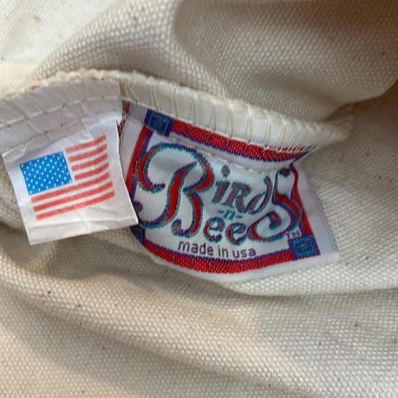 Birds n Bees Cream & Red Strawberry Patch Print Open Canvas Tote - Picture 7 of 8